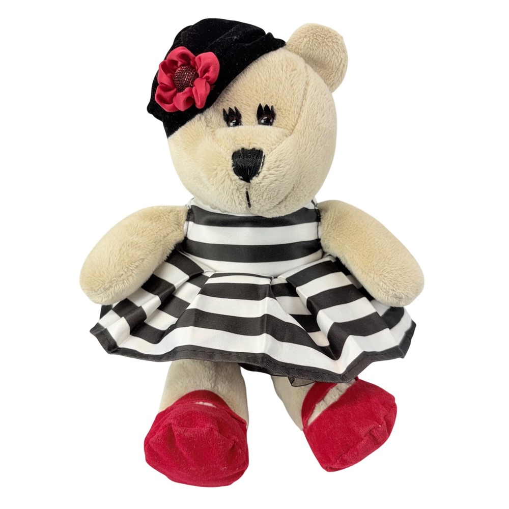 Starbucks Bearista Bear 2013 Plush 7" French Stripe Dress Beret Red Shoes